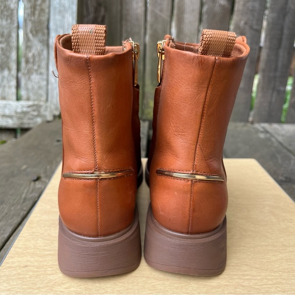 Franco Sarto Wm’s Bealy Cognac Leather Ankle Boots Sz 7.5 - Picture 7 of 13